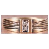 ART DECO 14K YELLOW GOLD MENS RING W/ DIAMONDS
