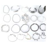 STERLING SILVER LADIES BRACELETS LOT (TWENTY)