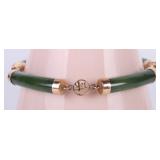 8.5' GREEN JADE 14K GOLD LADIES BRACELET