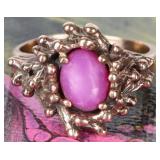 14K YELLOW GOLD LADIES NEST RING W/ STAR SAPPHIRE