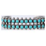 STERLING ZUNI SNAKE EYE 2 ROW TURQUOISE BRACELET