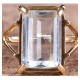14K YELLOW GOLD BLUE TOPAZ LADIES RING