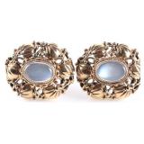 ORNATE 14K YELLOW GOLD LADIES CLIP-ON EARRINGS
