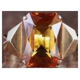 11.5CT ORANGE SAPPHIRE 18K YELLOW GOLD LADIES RING