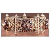 ANTIQUE VICTORIAN GARNET 14KT GOLD PANEL BRACELET