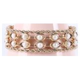 14K YELLOW GOLD LADIES BRACELET W/ 28 ROUND PEARLS
