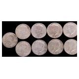 ASSORTED 90% SILVER KENNEDY HALF DOLLARS - (9)