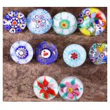 JOHN GOODERHAM ART GLASS MILLEFIORI BUTTONS (10)