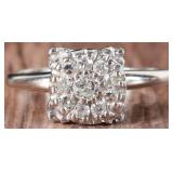 LARGE 14K WHITE GOLD LADIES RING W/ DIAMOND