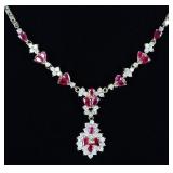 EXQUISITE 3.5CTW DIAS 5.6CTW RUBY 14K NECKLACE