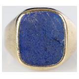 8K YELLOW GOLD MENS RING W/ GERMAN LAPIS LAZULI