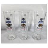 German Skinny Glass Beer Mug Allgauer Brauhaus 3x