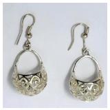 Silver Tone Earrings (basket)