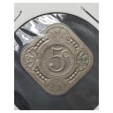 5 Cents 1933 Netherlands Coin Key Date