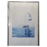 Sailboat Island Pastel Blue Print