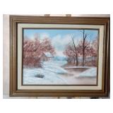 Oil Painting Winter Country Side by Emma Signed