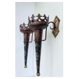 Large Wall Mounted Viking Medieval Torch Candle 2x