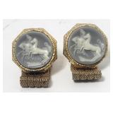 Cufflinks Mesh Wrap Gold Tone Masterpiece Horses