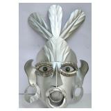 Tribal Mask w/Green Eyes 47' Handcrafted Tin Wall