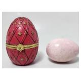 Alabaster Stone Egg / Pink Resin Jewelry Box