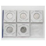 25 Cents Silver Collection 1962 - 66 UNC