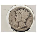 US Silver Mercury Dime 10c 1917S