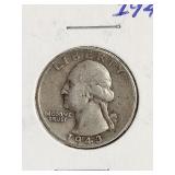1943 Washington Silver Quarter US