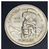 1958 1858 Canada Silver $1 Dollar BC