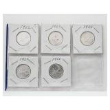 25 Cents Silver Collection 1962 - 66 UNC