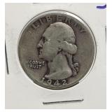 1942 S Washington Silver Quarter US