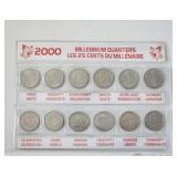 2000 Millenium  25 cent Set