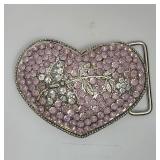 Belt Buckle - Heart - Pink