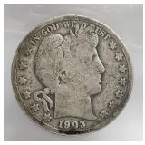 1903 Barber Half Dollar 50 Cents Silver US