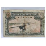 1955 Vietnam South 5 Dong Banknote
