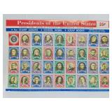 1961 Presidents of the United States Stamp Sheet