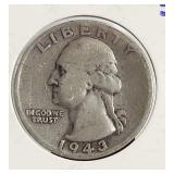 1943 S Washington Silver Quarter US