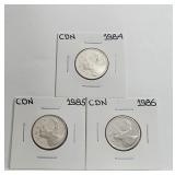 1984 1985 1986 25c Proof Canada