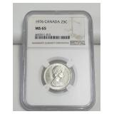 1976 Canada 25 Cents NGC MS65