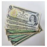 1967 to 1973 Canada $1 Dollar Banknotes