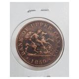1850 Upper Canada Half Penny Token
