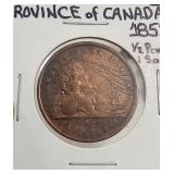1852 Province of Canada Half Penny Token