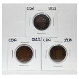 1911 1912 1913 Large Cent Canada