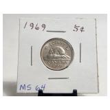 1969 Canada 5c UNC