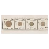 Iran 1967 to 1975 4 Coin Set