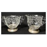 Victorian Etched Cream And Sugar Set