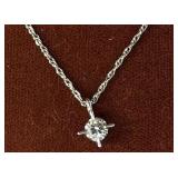 14kt white gold necklace w diamond 16in necklace