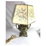 Victorian converted Oil Lamp w Paper Shade