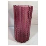 Ruby Ridged Glass Vase 9.5 x 5