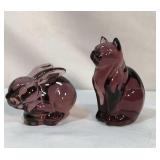 Art Glass Rabbit and Cat