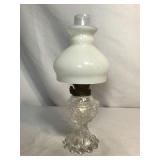 Victorian Glass Oil Lamp w  Milk Glass Shade